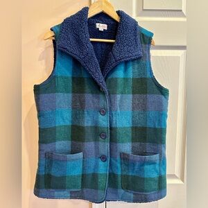 Denim & Co. Winter Blue and Green Plaid Vest